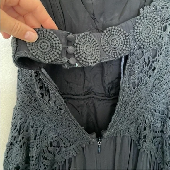 Free People | Monarch Sheer Lace Embroidered Crocheted Open Back Strapless Dress - Picture 5 of 8